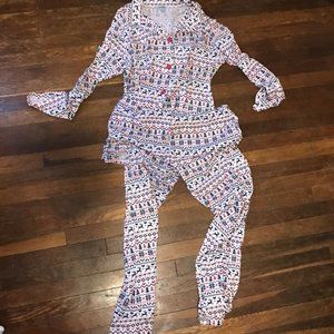 BH pjs Christmas holiday pajama set blouse and pants size large
